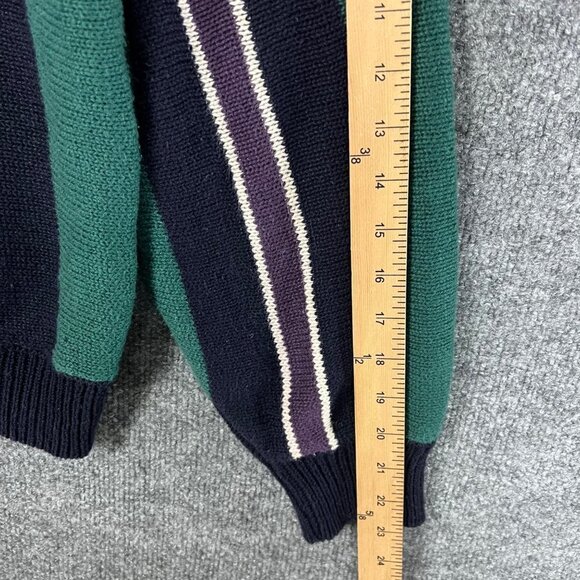 Vintage 80's Hunting Horn Men's Sweater Embroidered Crest Stripe geometric Size - Picture 6 of 7